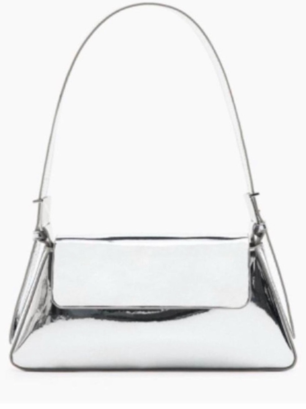Zara Metallic Silver Shoulder Bag